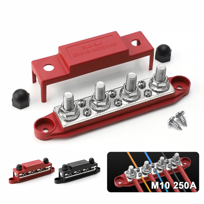 4 Post Power Distribution Block Bus Bar With Cover 250 Amp Rating Marine Automotive Terminal Block Power Distribution Bl