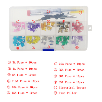 Plastic Boxes Mini Micro Fuse Zinc Tablet 100 Sets Insurance 1cm Width