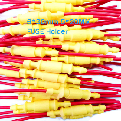 Yellow Wire Harness Fuse Box Holder Waterproof 30A 250V 5*20mm 6*30mm Glass Ceramic Tube