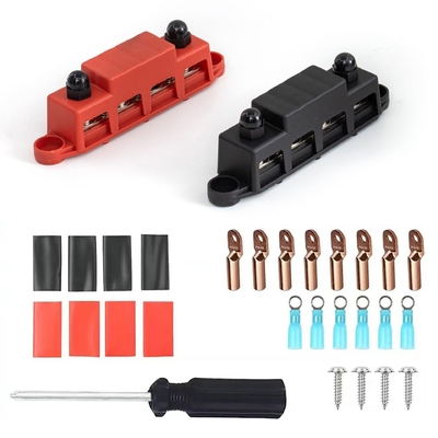 Big Current Power Distribution Block Cooper Bus Bar Auto Parts 250a Busbar Machine 4*M10 Studs And 3*M4 Screws With Cove