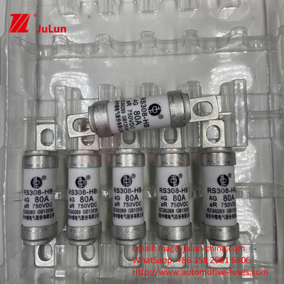M6 EV Fuse With Bolted Ceramic EV Charger 750VDC Fuse Chemical Load And High Temperature 40A 50A RS308