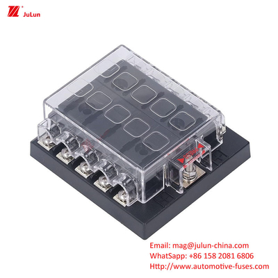 10-Way Car Fuse Box Single Row BX2103 50A Copper Car Spare Parts Fuse Holder EU UL Certification