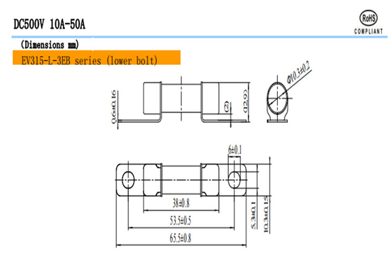 EV315-H  EV315-L  3E / 3EB / 3ED Road vehicle fuses  DC500V 10A-50A   Electric car special