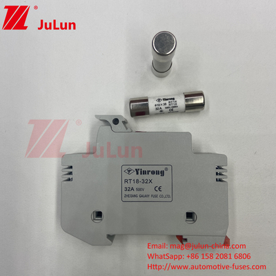 10x38mm 32A Silver Element Solar Fuse For Photovoltaic  RT18-32X 10*38mm Cylindrical Fuse Holder With 32A 690V Low