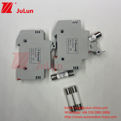 Solar PV Fuse With DIN Guide Fuse Holder For Photovoltaic Protection RT18-32 15A 20A 32A Fuse Holder With Led Indica