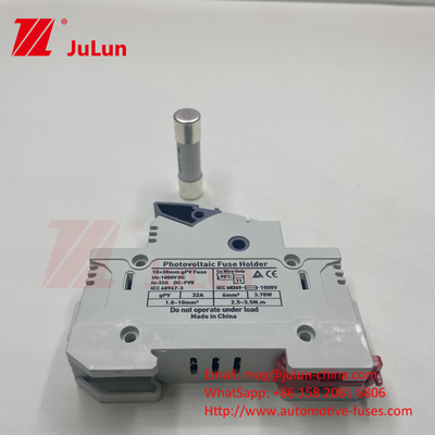 1000V DC Solar Photovoltaic Inverter Fuses RT18 Series 10x38 3P DIN Rail Mounted 32A Capacity For Fuse 1500V