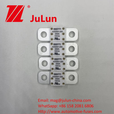 150VDC Rated Voltage Ceramic A202001-500A Automotive Fuses with Hole Distance of 39mm Made of Copper Silver Quartz Sand and Gold