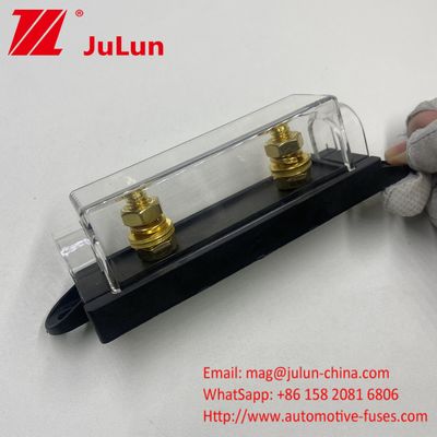 Dust Proof ADL FUSE HOLDER BLACK BACKGROUND Bolt Rated Current/ Per Column 20A 30A 80A 100A 200A 300A 400A 500A