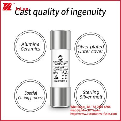 GPV 16A 1000VDC 20KA Photovoltaic High Voltage Tubular Ceramic Fuse 10*38mm