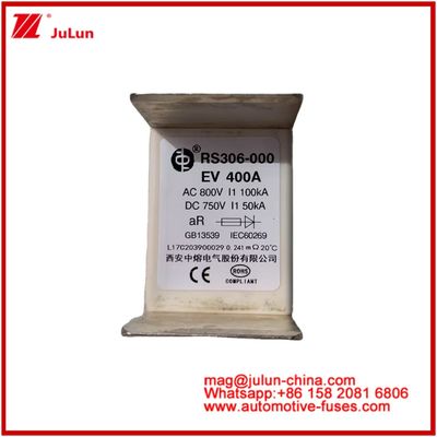 Utilization Category EV 400A AC800V 100KA DC750V 50KA Ceramic Tube Automotive Circuit Protection Fuses For Electric Vehicle