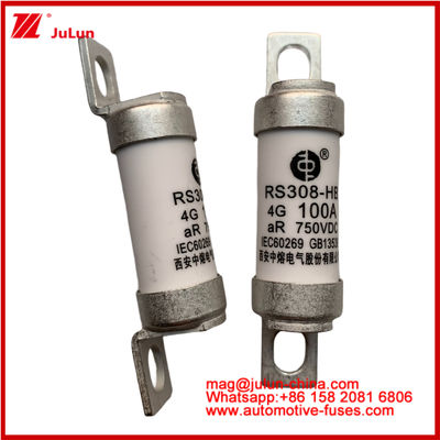 RS308-HB 4G 100A AR 750VDC 50KA Fuse For Automotive Circuit Protection Performance Conforms JASO D622 Ceramic Tubular Design