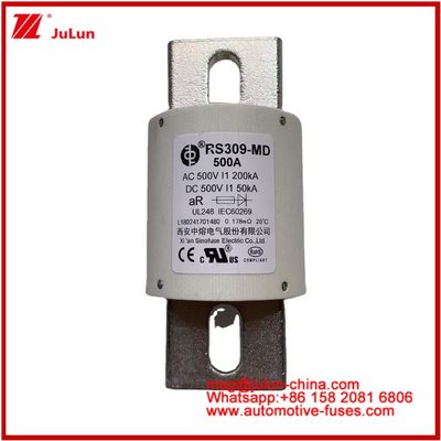 500VDC 200KA 500VAC 50KA AR Tubular Ceramic Fast Fuse FUSE RS309-MD 500A For Electric Vehicles And Power Battery Systems
