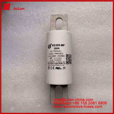 Road Vehicle Tubular Ceramic Fuse RS309-MF 200A 750VDC UL High Breaking Capacity
