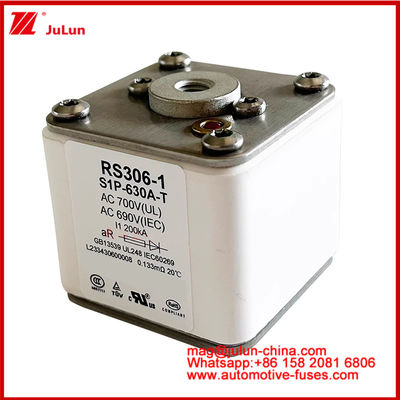 RS306-1 S1P-630A-T AC700(UL)Ar AC690V(IEC)200KV Square Caremic Fuse EV Or HEV Electric Vehicle Traction