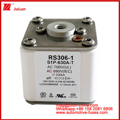 RS306-1 S1P-630A-T AC700(UL)Ar AC690V(IEC)200KV Square Caremic Fuse EV Or HEV Electric Vehicle Traction