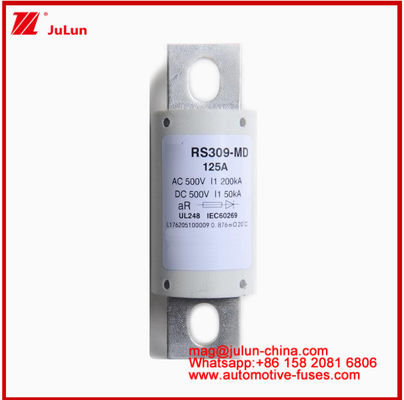 RS309-MD-125A Ceramic Auto Fuses 500VAC200KA 500VDC 50KA AR DC Performance Tubular Automobile Bolt Connection Structure