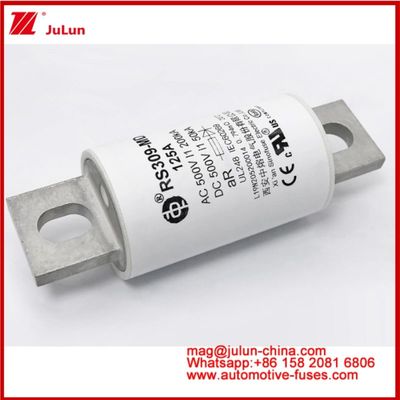 RS309-MD-125A Ceramic Auto Fuses 500VAC200KA 500VDC 50KA AR DC Performance Tubular Automobile Bolt Connection Structure