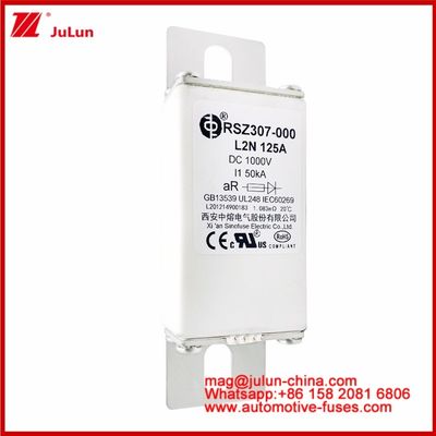 125A DC1000V 50KA AR Caremic Tubular RSZ307-000 L2N Fuse For EV/HEV Protection In Automobile Bolt Stud‐mount Design
