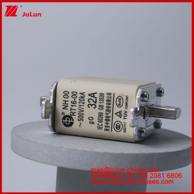 32A 500V NH00 RT16-00 120KA Ceramic Car Fuse Automobile Blade Mount For EV / HEV Vehicle Situation