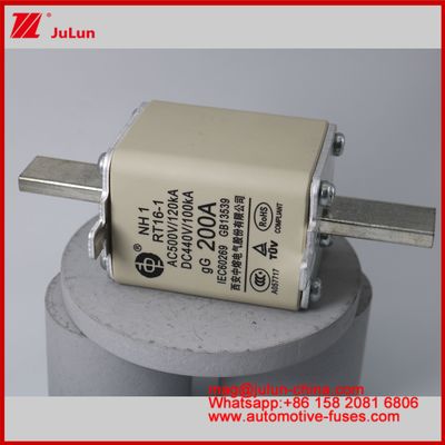 NH1 RT16-1 200A AC500V 120KA DC 440V 100KA Automobile Ceramic Auto Fuses Blade Mount For EV / HEV Vehicle Small Size High Rated Current Short Circuit Protection