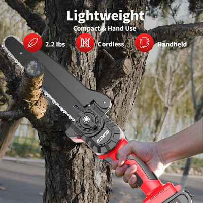 Single Hand Durable 8 Inch Wood Chain Saw Electric Motor Cordless High Work Efficiency