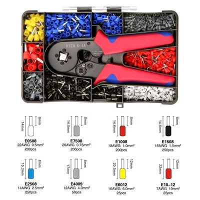 Convenient Versatile Mini Wire Ferrule Tubular Terminal Crimping Plier Kit 1200pcs Household Electrical Insulated