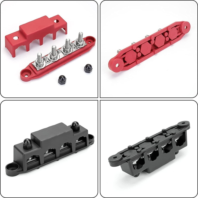 Busbar Tool Set, Including 4 X 5/16" Power Distribution Block Bus Bar With Cover, Hammer Lug Crimper Tool For 8 AWG - 00
