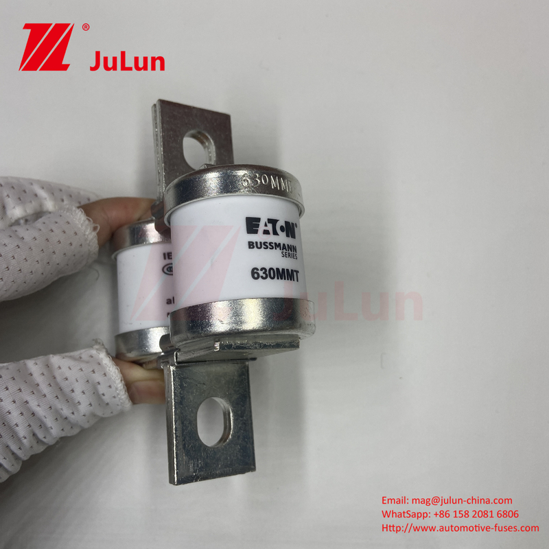BUSSMANN 630MMT 690V Ceramic Copper Twin Flat Plate Bolt Type Fuse For Automotive