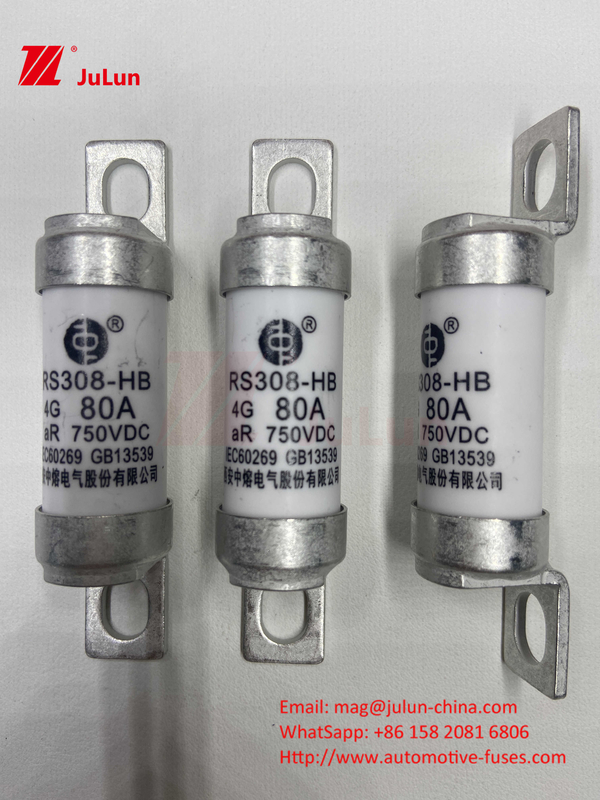 EV RS308 Fuse Mechanical Shock 25A 30A 40A 50A  Ceramic Copper Rated Voltage DC750V  Home Ev Charger For Electric Car