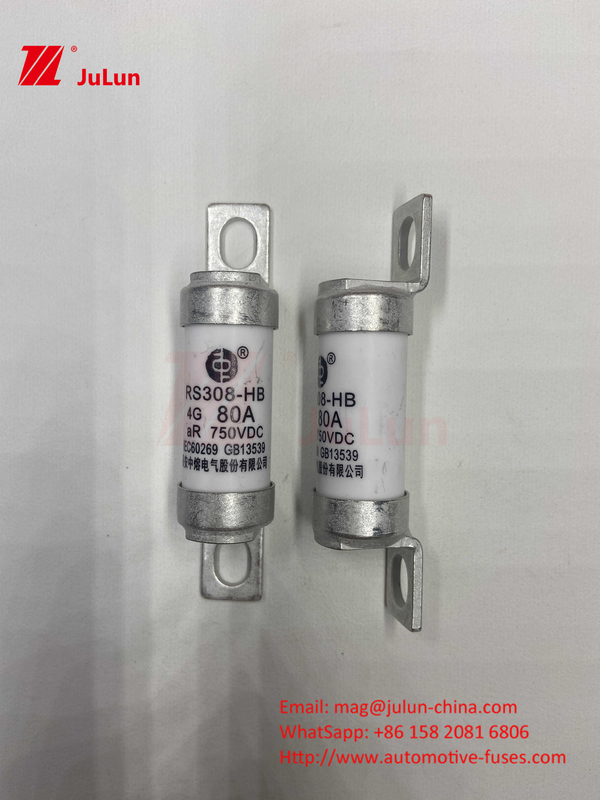 M6 EV Fuse With Bolted Ceramic EV Charger 750VDC Fuse Chemical Load And High Temperature 40A 50A RS308