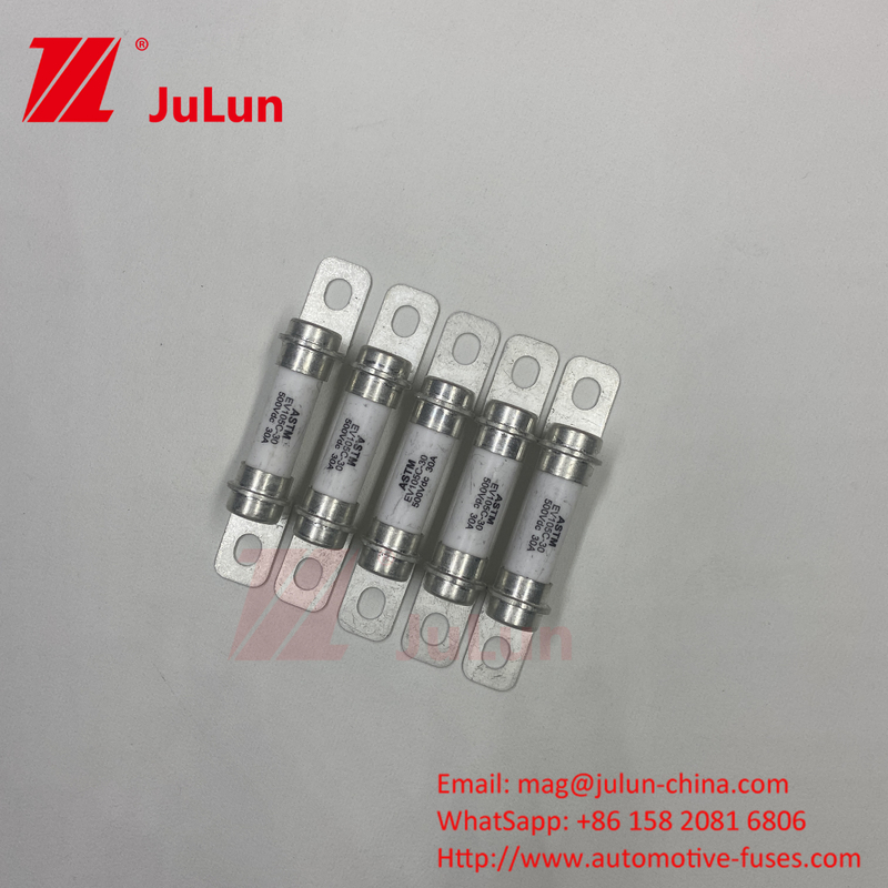 30A 20A Ceramic Tube M6 Bolt Type 15A Electric Vehicle Fuse Electric Vehicle 500VDC ESS Ceramic Fuse