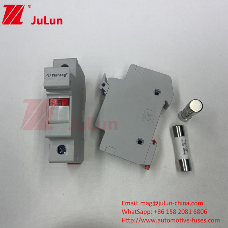 Solar PV Fuse With DIN Guide Fuse Holder For Photovoltaic Protection RT18-32 15A 20A 32A Fuse Holder With Led Indica