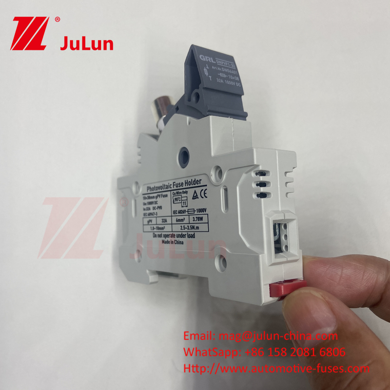 TUV DC Solar Fuse Fusible Holder Box Base DNPVF1-32 Solar System Protection 10x38MM 1000V GPV Fast Blow Ceramic DIN Rail