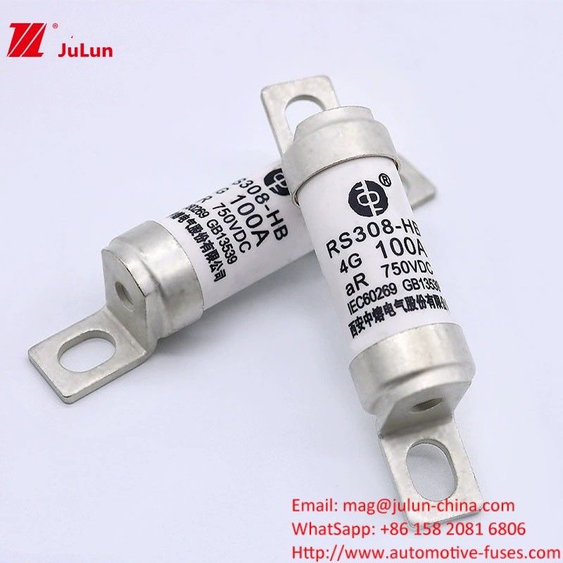 Electric Vehicle Fuse  RS308  100A  DC750V  50KA  for Electric Power Terminal Type Bolt-on Fuses