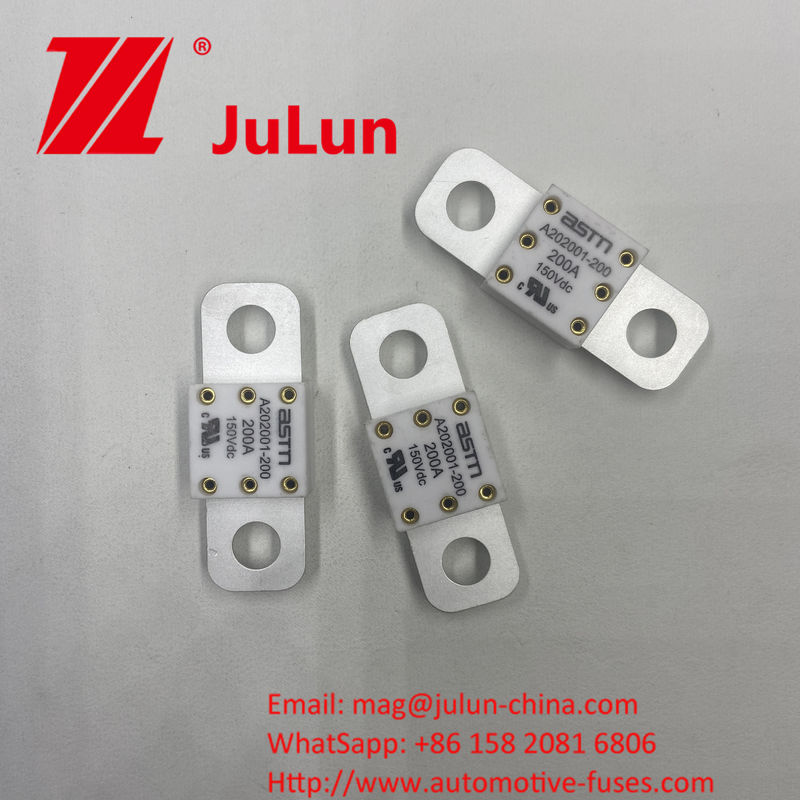 ASTM A202001-100A 150VDC Small Size Ceramic Automotive Fuses Recommended Tight Torque 11-13N·m for M8 High Current Rating Short Circuit Protection