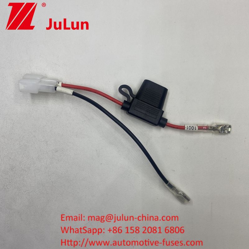 Battery Fuse Holder Connector Extension Cable Wire Harness Connector With Red 2-Pin Connector For Kids 12V Ride-On Truck Electric ATV Ebike
