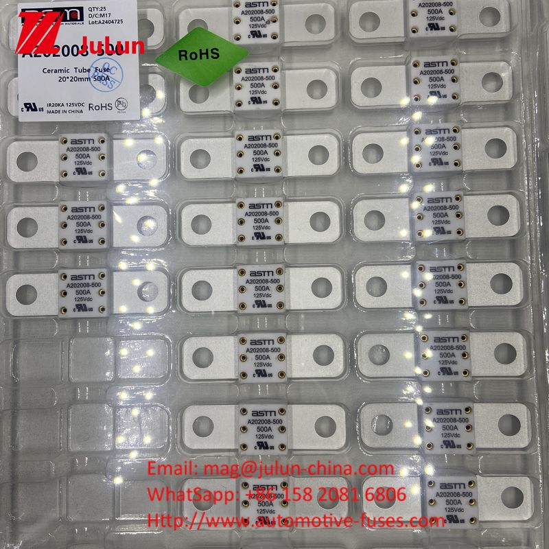 20KA Breaking A202008 ASTM 125V 150A Capacity Ceramic Automobile Fuses Screw Bolt Mounting For Automotive Fuse Safety And Reliability