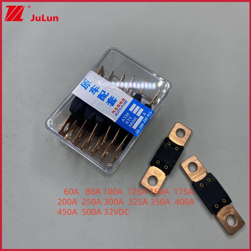 Copper Electric Vehicle Fuse 32VDC Littelfuse 32V 48V 58V 80V 298 Series 40A 50A 60A 80A 100A 150A 200A 250A 300A 350A 400A 450A 500A Bolt On MEGA Auto Fuse