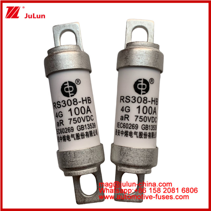 RS308-HB 4G 100A AR 750VDC 50KA Fuse For Automotive Circuit Protection Performance Conforms JASO D622 Ceramic Tubular Design