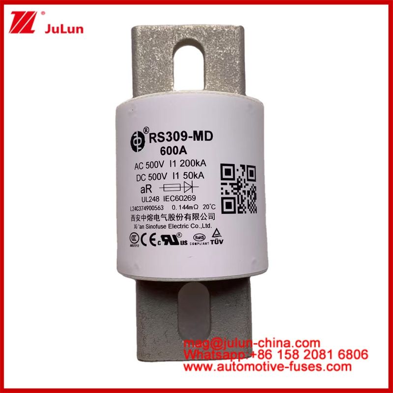Power Drive Power Systems Ceramic Auto Fuses RS309-MD 600A 500VAC 200KA 500VDC 50KA AR Tubular Electric Vehicles 30-800A