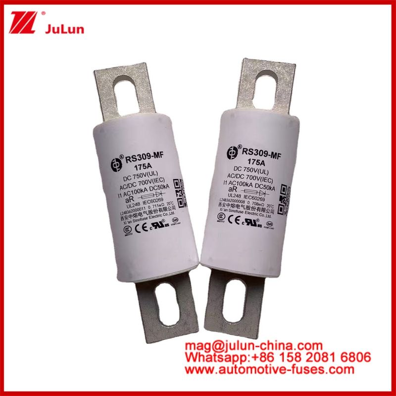 RS309-MF 175A 750VDC UL Tubular Ceramic Fuse AR 750VDC/700AC IEC 20KA GB 5-800A for Electric Vehicles and Power Systems