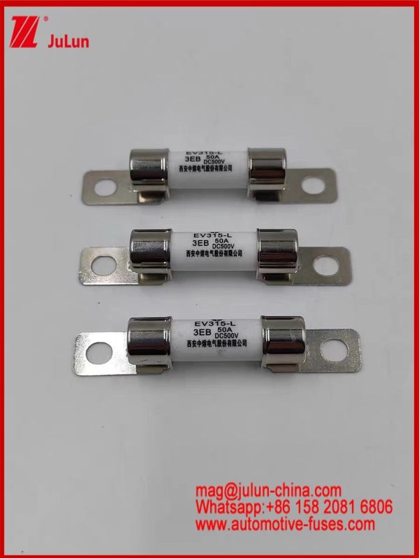 High Temperature Resistant 50A EV315-L 3EB Fuse DC500V Ceramic Rated V EV Charger for Electric Car Bolted M6 Construction