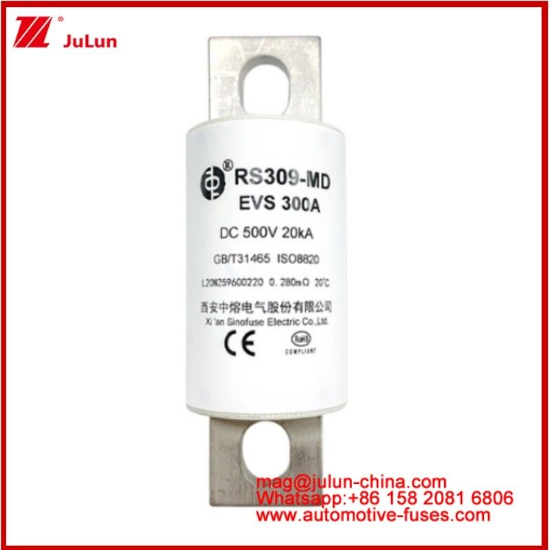 RS309-MD EVS-300A Caremic Tubular Fuse DC500V 20KA  Electric Vehicle Bolted Connection Structure Automotive Application Design Excellent DC Performance