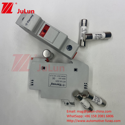 Cylindrical Din Rail Solar Fuse Holder /  Solar Pv Fuse Holder With 30kA Breaking Capacity