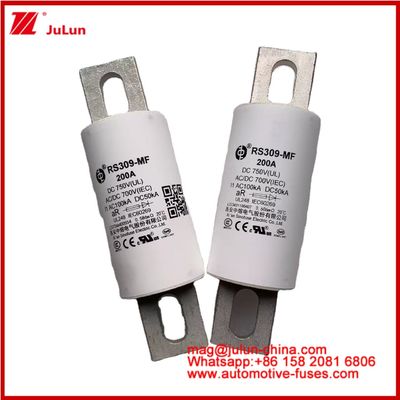 Road Vehicle Tubular Ceramic Fuse RS309-MF 200A 750VDC UL High Breaking Capacity